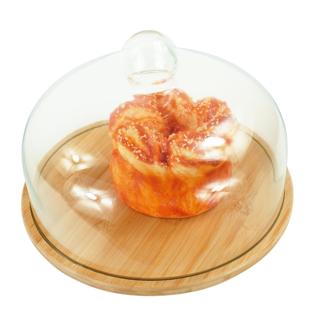 Relaxdays Tortenplatte, Glasdeckel, Kuchenplatte, hält Lebensmittel frisch, HxD: 16x28 cm, Käseglock