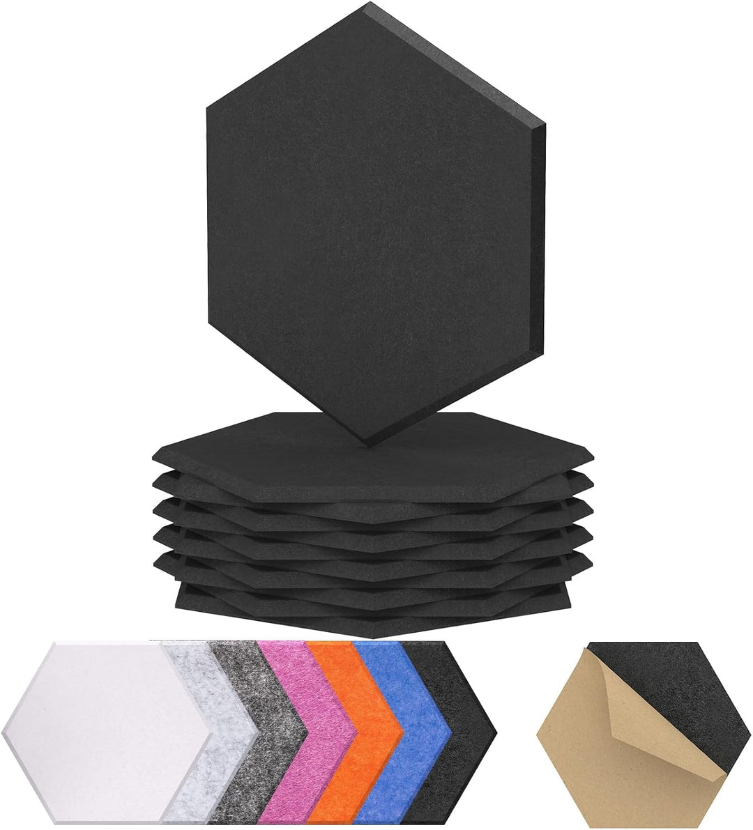 Hexagon Akustikplatten selbstklebend 12St., TONOR Schallabsorber Schallschutz mit Hochdichte Wandfli