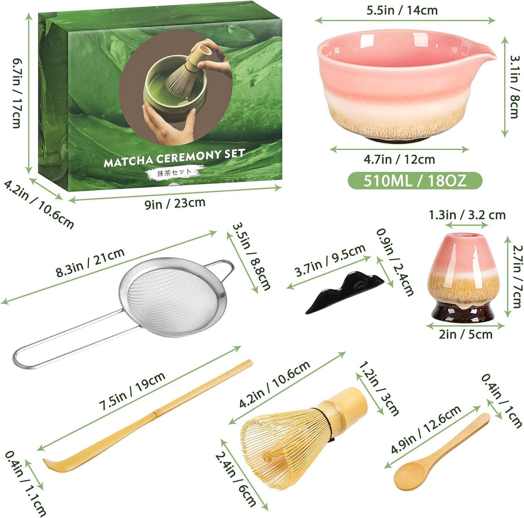 Biomatea Japanisches Matcha-Set, 7-teilig – Handgefertigtes Keramikset für die traditionelle Teezere