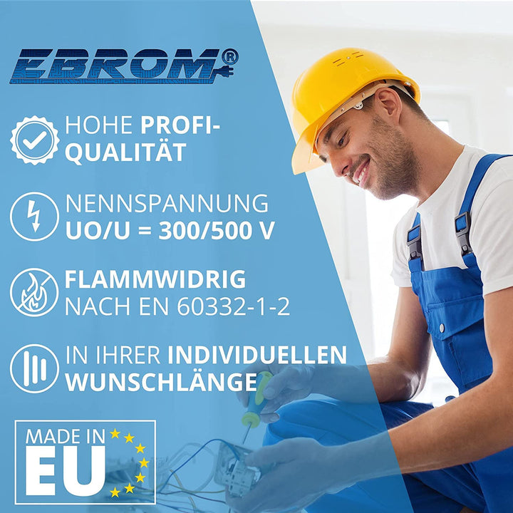 EBROM Flexibles YSLY-JB 5x6 mm² Verlegekabel grau für Ladestation - 57 m | 5m bis 70m, sehr flexibel