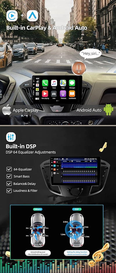 JOYX Android 12 IPS Autoradio Passt für Ford Tourneo / Ford Transit Custom (2013-2021) - 4G+64G - Ei