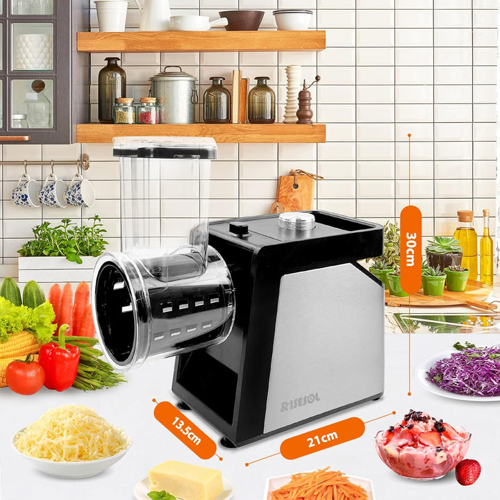 7 in 1 Gemüseschneider Elektrisch Ice Crusher Gemüsehobel Edelstahl Eisrasierer mit 7 Klingen 250W K