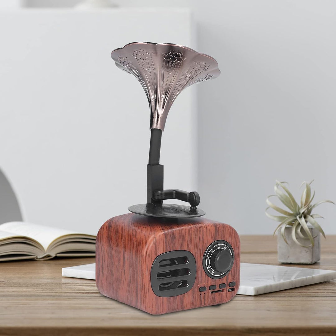 MOUMOUTEN Retro-Grammophon, Musikbox, tragbarer kabelloser Vintage-Lautsprecher, 5 W USB, wiederaufl