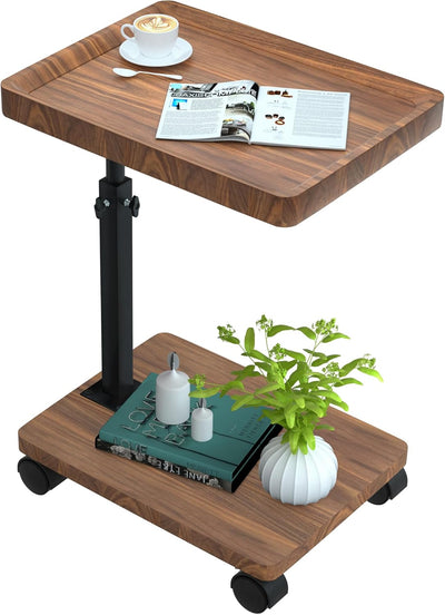 ESTUWD Beistelltisch mit Rollen | Beistelltisch Höhenverstellbar (45-80cm) | Holz Beistelltisch c Fo
