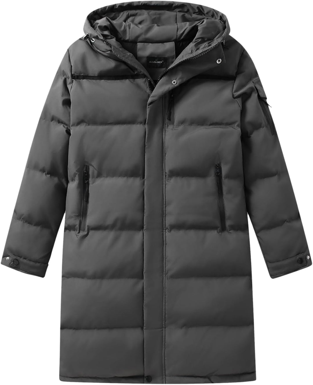 Allthemen Daunenmantel Herren Winter Lange Steppmantel mit Kapuze Warm Wintermantel Winterparka S #8