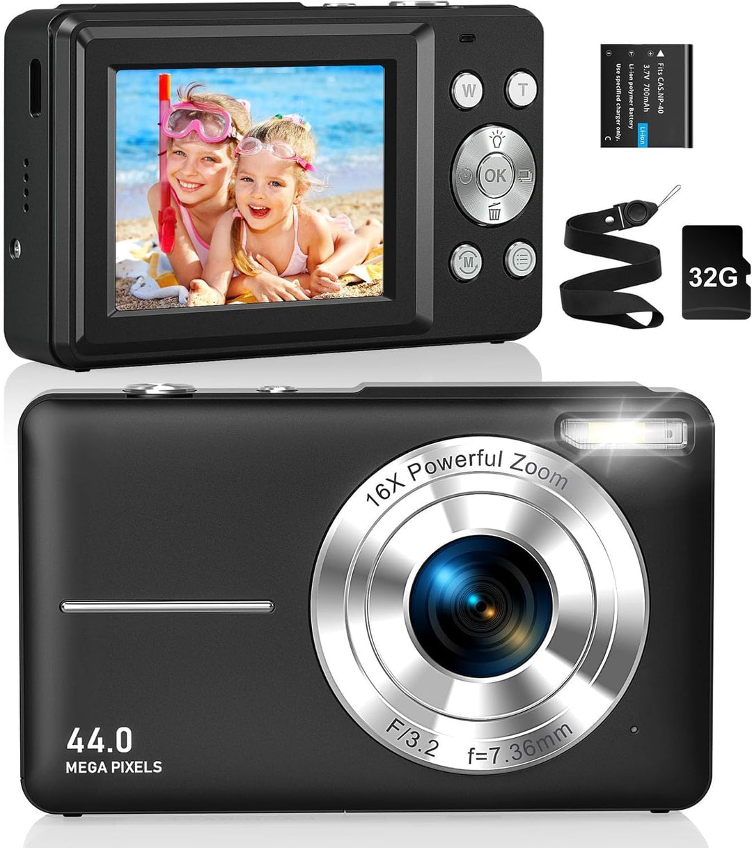 Digitalkamera Fotokamera FHD 1080P 44MP 32G Karte Kompaktkamera 16X Digitalzoom Fotoapparat Digitalk