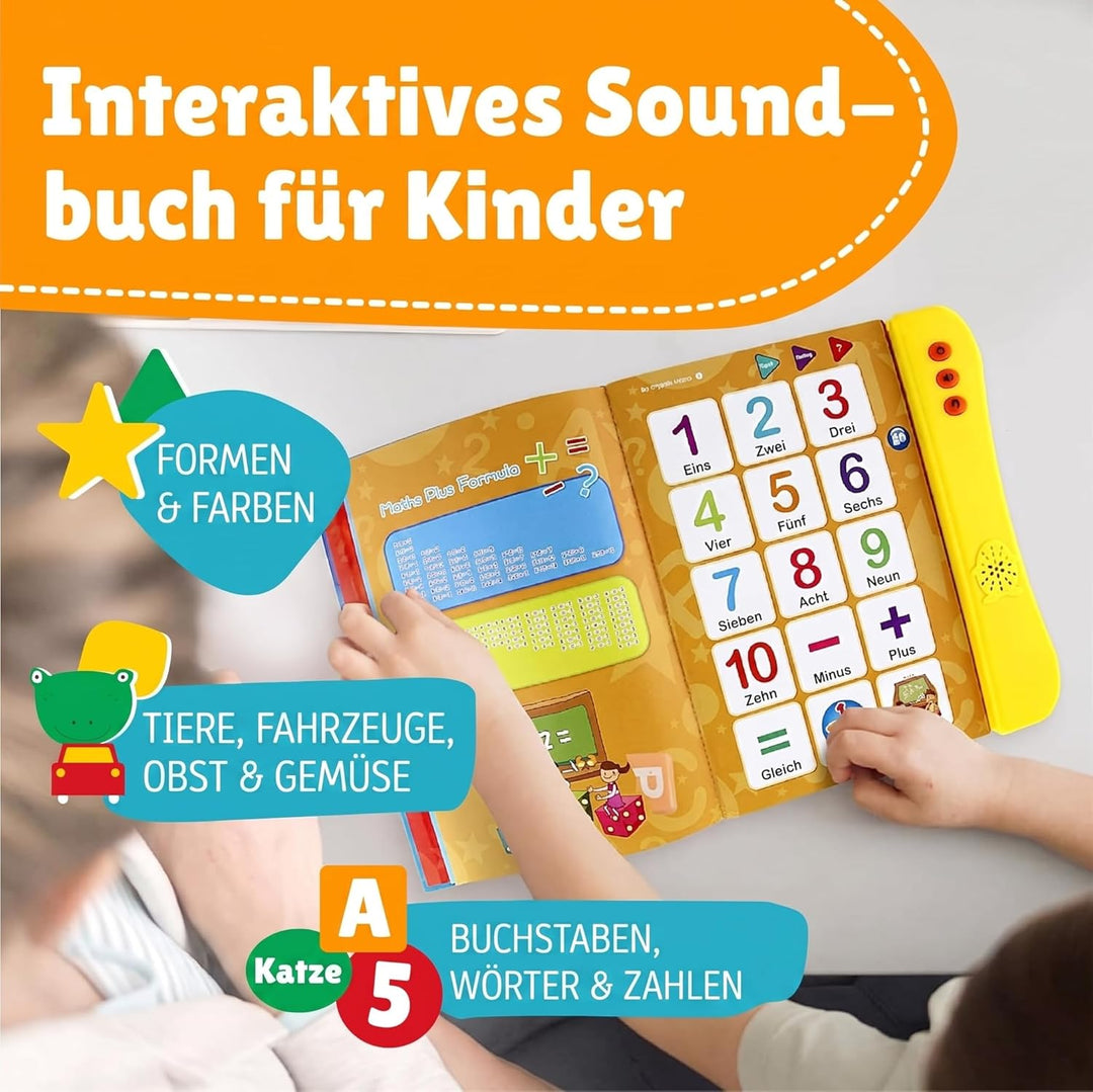 Boxiki Kids Englisch ABC Klangbuch für Kinder / Englische Buchstaben & Wörter, Lernspielzeug. Lernak