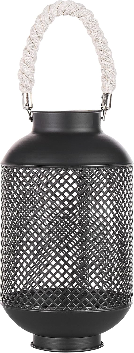 Dekorative Laterne aus Metall mattes schwarz 20 x 34 cm Coron
