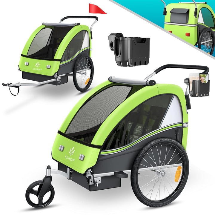 KESSER® Kinderanhänger Fahrradanhänger Sport-RX 2 in 1 Joggerfunktion Kinderfahrradanhänger + 5-Punk
