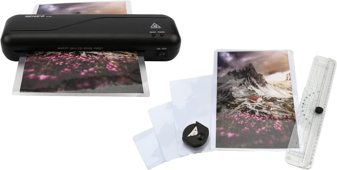 GENIE LA 200, Laminiergerät Starter-Set, 75/80 – 125 Micron, 12327 & Fellowes Laminierfolien A4 Imag