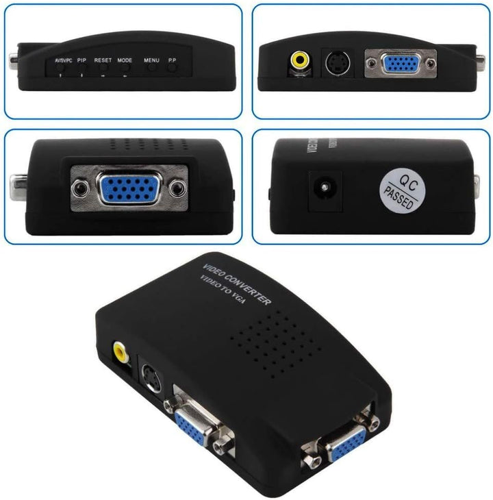 CCTV BNC Kamera Composite S-Video zu VGA Konverter Adapter zu PC VGA LCD Out EU Stecker