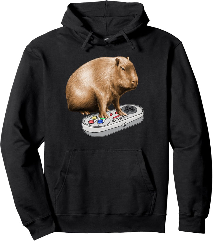 Capybara Playing Video Game Wildlife Animal Capybara Gamers Pullover Hoodie