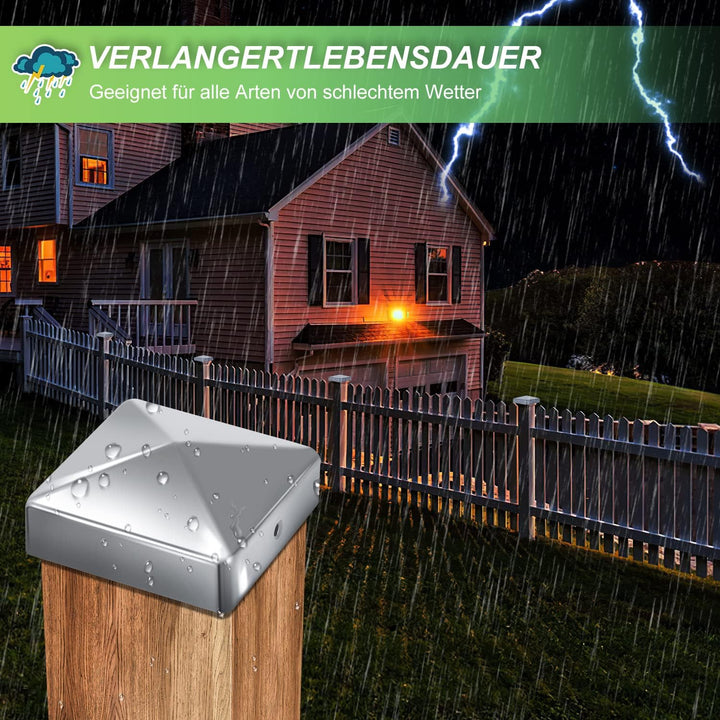 Gimisgu 10 Pfostenkappen 91x91mm Zaunpfosten Metall Zaunpfosten verzinkt Pyramiden Form Pfostenabdec