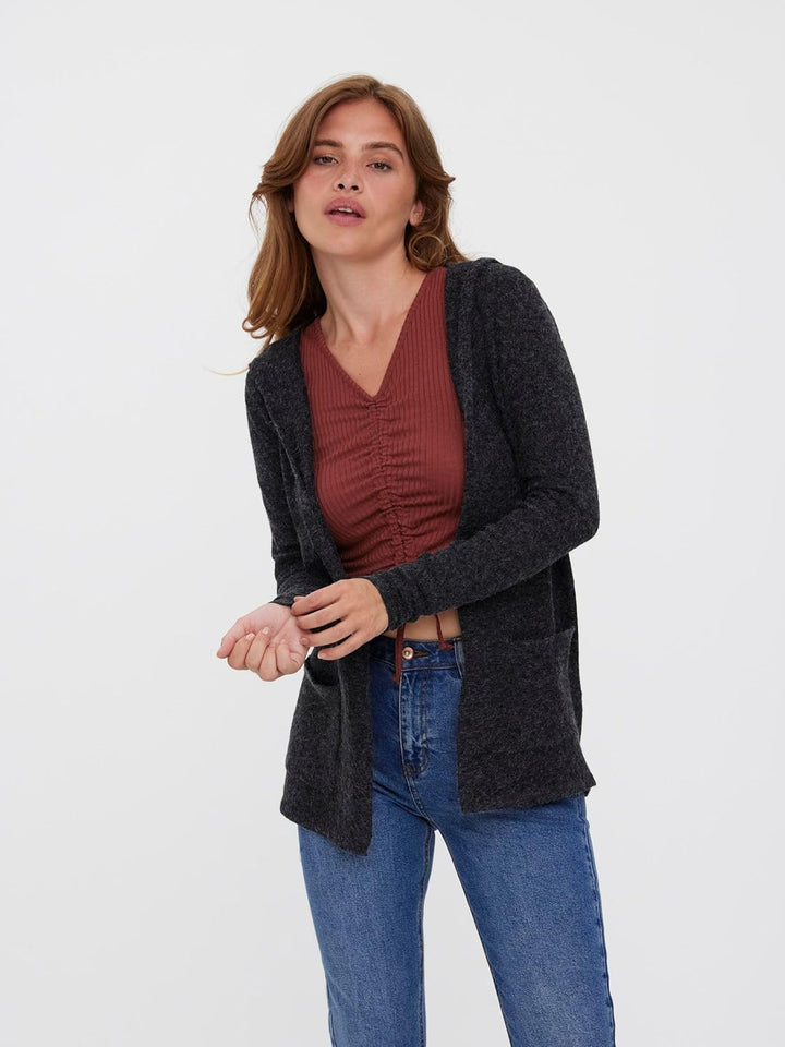 VERO MODA Damen Vmdoffy Ls Open Hood Cardigan Ga Noos Strickjacke S Schwarz, S Schwarz