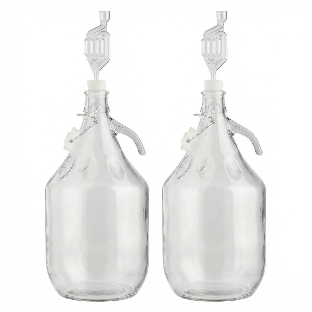 lilawelt24 2X 5L Glasballon Gärbehälter Set mit Bügelverschluss, Henkel, Gärrohr & Stopfen, für Wein