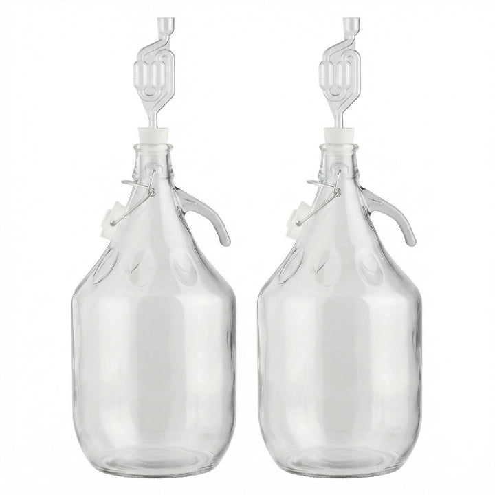 lilawelt24 2X 5L Glasballon Gärbehälter Set mit Bügelverschluss, Henkel, Gärrohr & Stopfen, für Wein