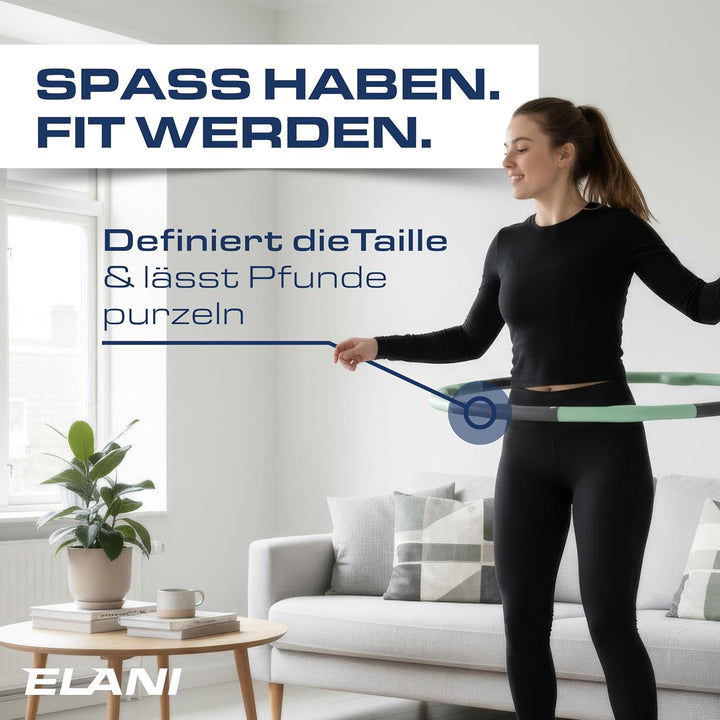 ELANI Hula Hoop Reifen Erwachsene - 90cm Durchmesser, mit Wellenform und Trainingsguide, indiv. anpa