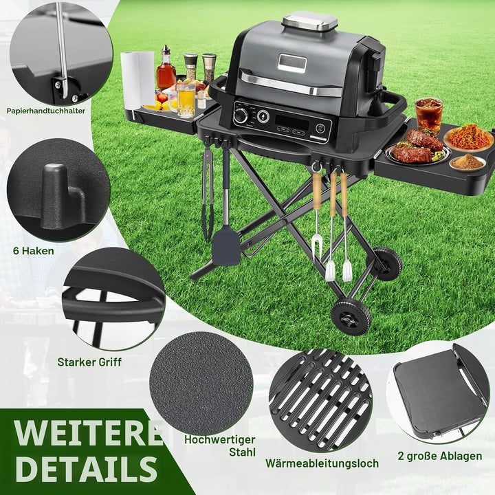 Tragbarer Grillwagen für Ninja Woodfire, Weber, Blackstone, Nexgrill, Traeger und den meisten tragba