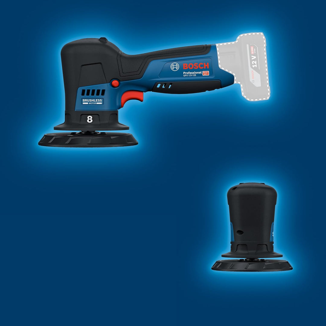 Bosch Professional 12V System Akku-Polierer GPX 12V-125 (inkl. Baretool mit montiertem 125 mm Klett-