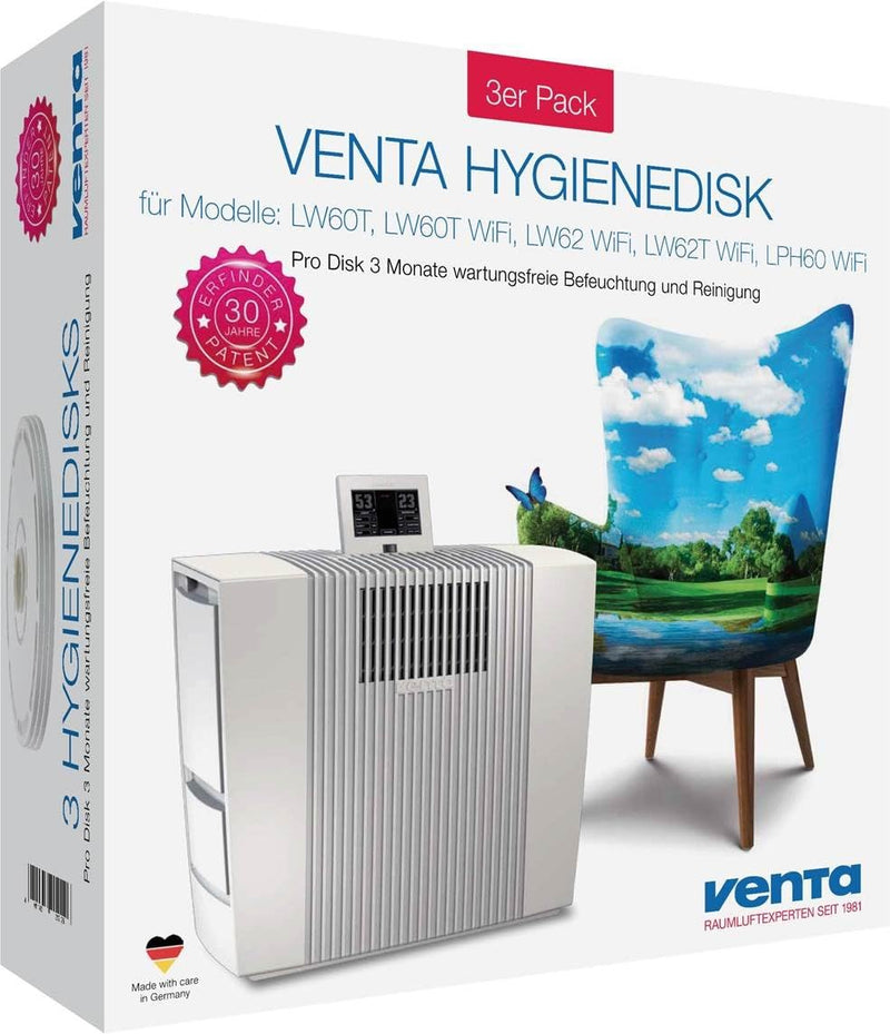 VENTA 2121200 Hygienedisk 3er für Luftwäscher App Control, Ersatzdisk für LW60T Wifi + LPH60 WiFi 1