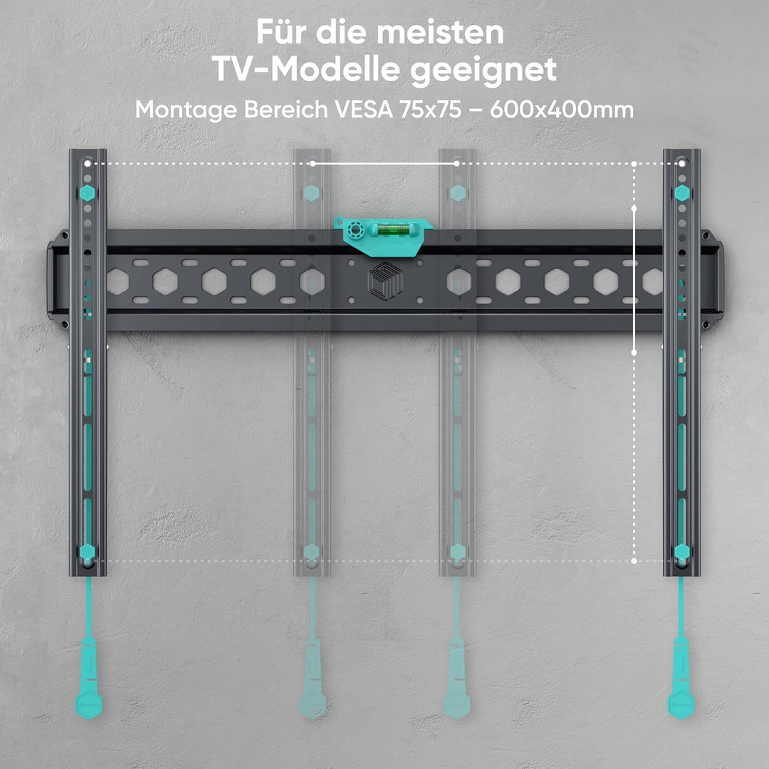 ONKRON TV Wandhalterung flach für 43-85 Zoll Bildschirm bis 68 kg, Ultra Slim Wandhalterung Fernsehe