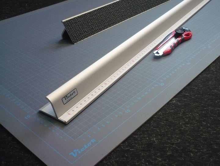 Victor Bar Schneidelineal 100cm aus Aluminium Profi-Ausführung rutschsicher - Metall Lineal - Alumin