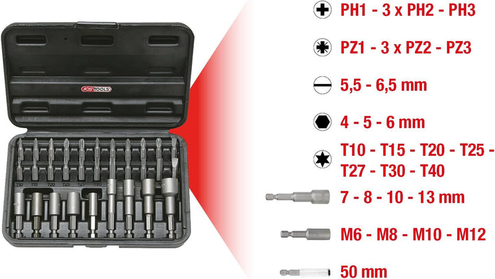 KS Tools 122.2100 1/4" CLASSIC Bit- und Einschraubwerkzeug-Satz, 31-tlg.