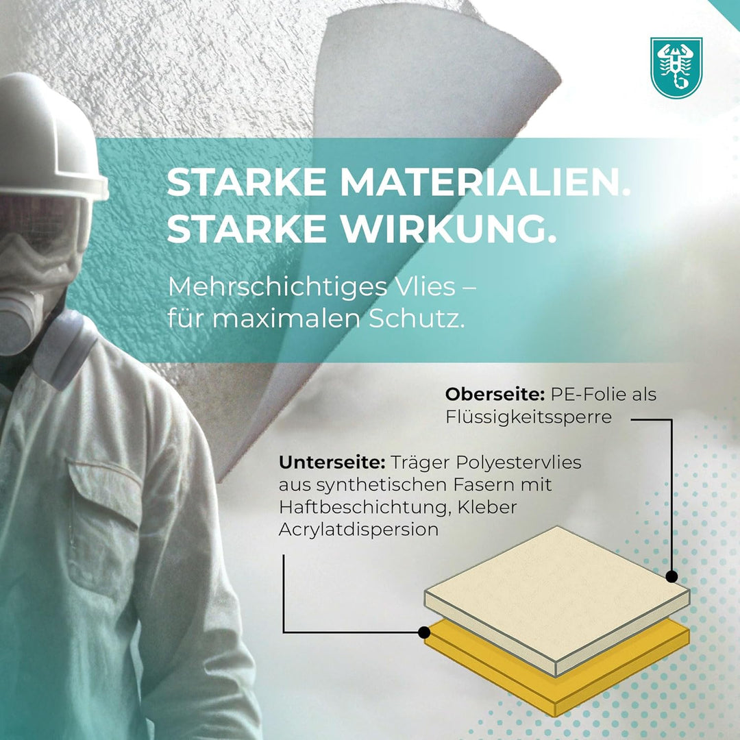 Abdeckvlies 1 m x 50 m weiss 140g/m² selbsthaftend haftend Bodenschutz Schutzvlies Treppenvlies