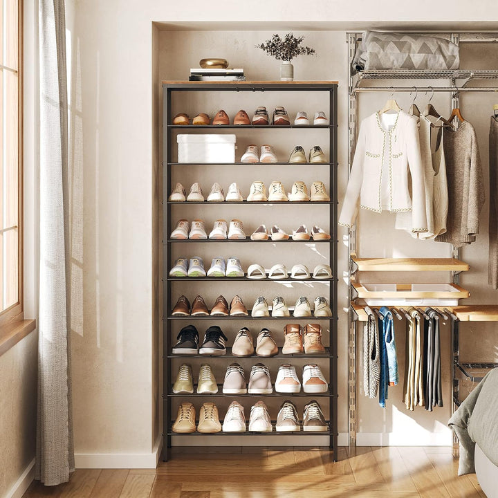 Schuhregal hoch, Schuhablage mit 10 Ebenen, Schuhschrank mit grosser Kapazität, für 40 Paar Schuhe,