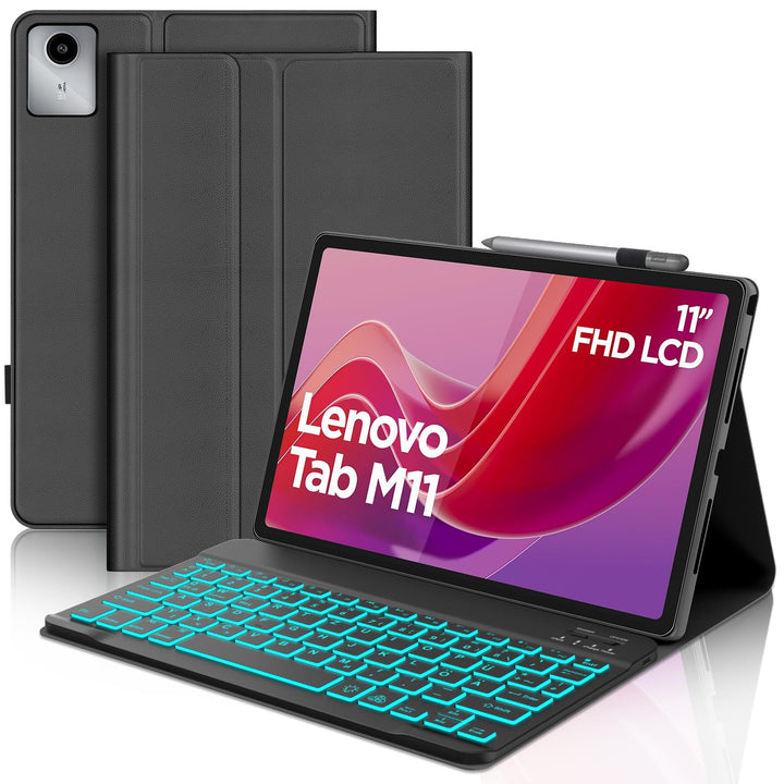 IVEOPPE Tastatur für Tab M11, QWERTZ Deutsch Tastatur, 7-Farbige Beleuchtung Magnetische Bluetooth K