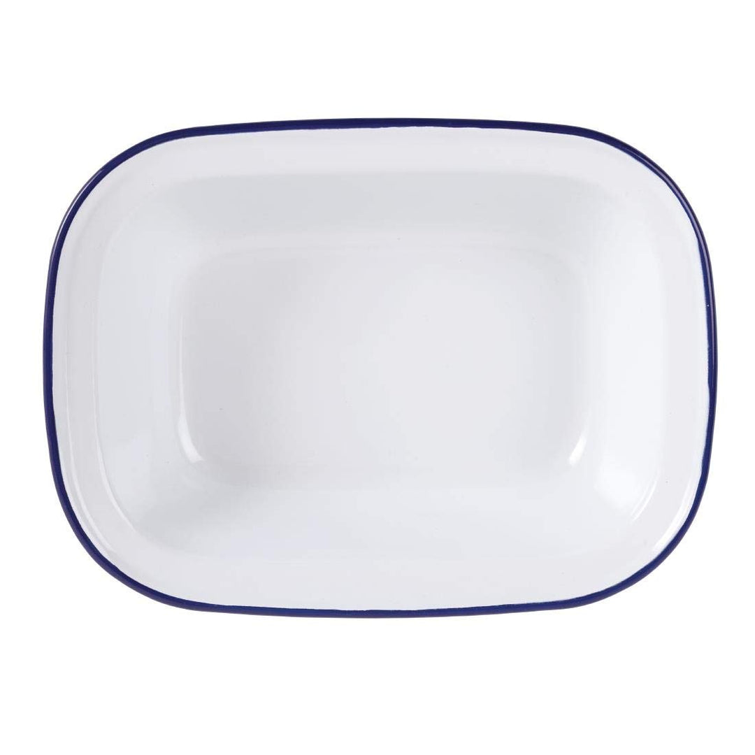Olympia Emaille Retro-Pastetenformen Set - Rechteckig 180 x 135 mm (6 Stück), Weiss und Blau, Langle