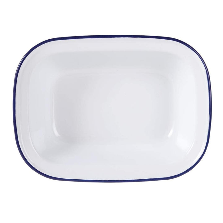 Olympia Emaille Retro-Pastetenformen Set - Rechteckig 180 x 135 mm (6 Stück), Weiss und Blau, Langle