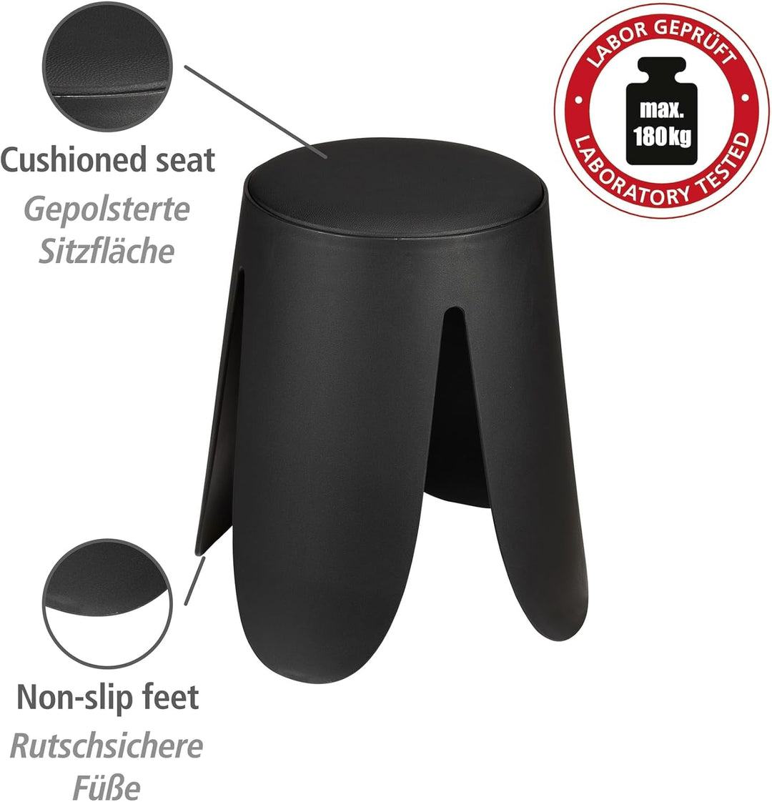 WENKO Badhocker Mod. Comiso, belastbar bis 180 kg, mit gepolsterter Sitzfläche und rutschsicheren Fü