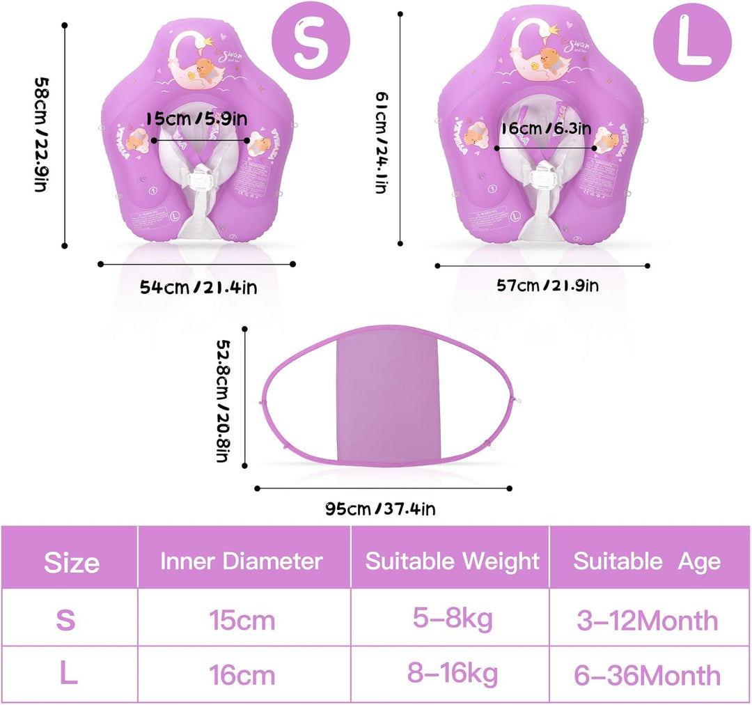 WYRIAZA Schwimmring Baby, Baby Schwimmring mit Sonnendach, Verstellbare Schultergurte, Baby Float Au