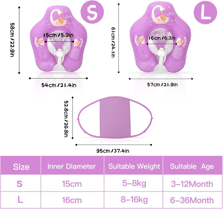 WYRIAZA Schwimmring Baby, Baby Schwimmring mit Sonnendach, Verstellbare Schultergurte, Baby Float Au