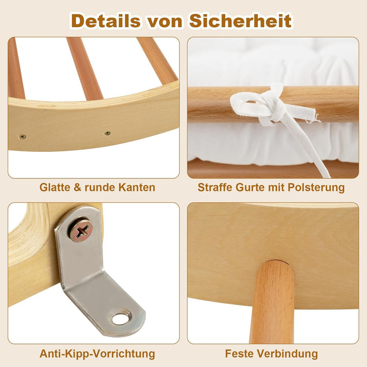 GOPLUS Kinder Kletterbogen mit Kissen, Kletterdreieck Indoor aus Holz, Klettergerüst zum Wippen und