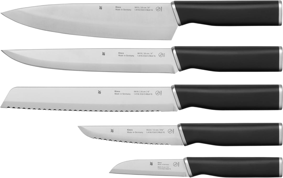WMF Kineo Vorteils Messerset Küche 5 teilig, Made in Germany, 5 Küchenmesser scharf, Messer Set Perf