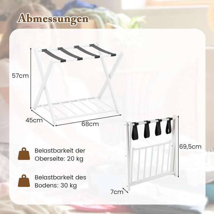 COSTWAY Kofferständer klappbar, 2 er Set Gepäckablage mit 2-Stöckiger Design, Kofferbock Gepäckständ