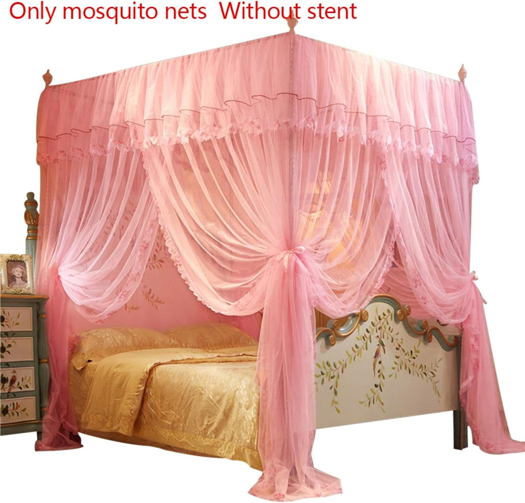 Betthimmel-Vorhang mit 4 Ecken, 200 x 150 x 150 cm, Baldachin-Netz für Bett, Prinzessinnen-Bettzelt,