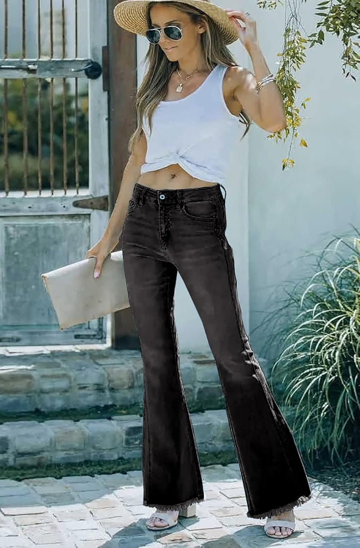 Necooer Distressed Jeans Für Damen Bell Bottom Jeans Für Damen Stretch Skinny Denim Jeans Mit Hoher