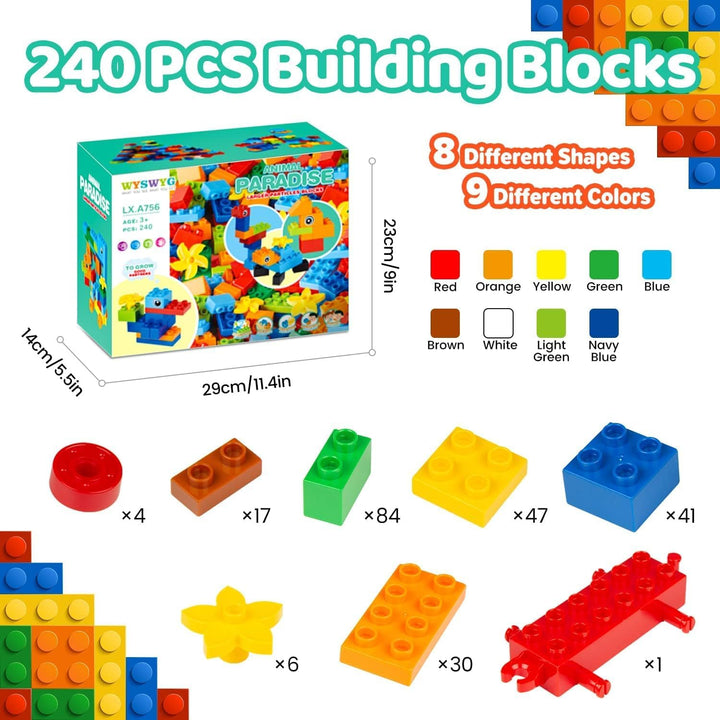 WYSWYG® Grosse Bausteine Set 240 Stück für Kinder ab 3 Jahre,Kompatibel zu Anderen Herstellern, Stei