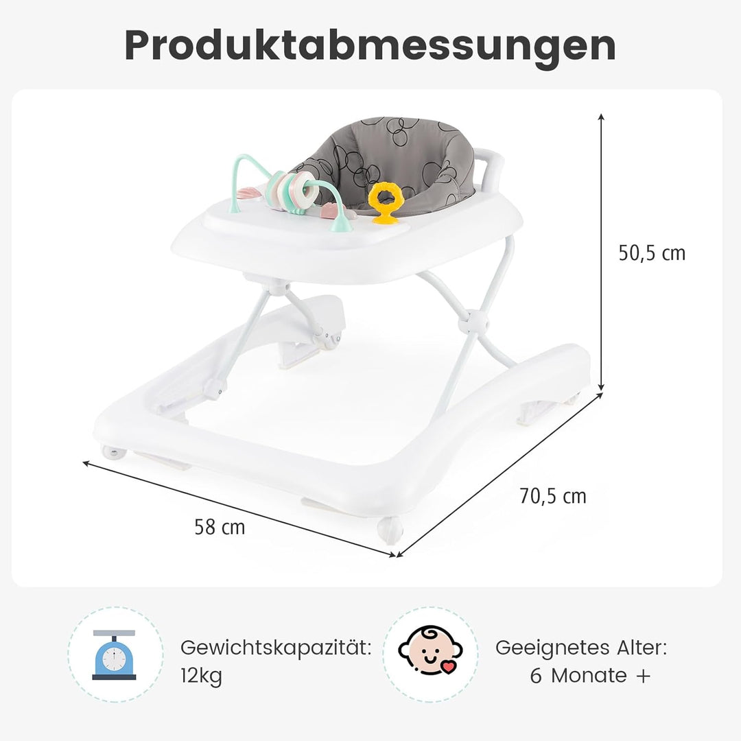 COSTWAY 3 in 1 Lauflernhilfe klappbar, Lauflernwagen mit verstellbarer Höhen & Geschwindigkeit, Baby