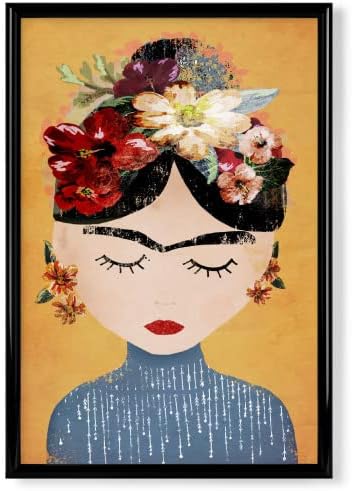 artboxONE Poster mit schwarzem Rahmen 45x30 cm Frida Kahlo Menschen Frida (Yellow Version) - Bild Fr