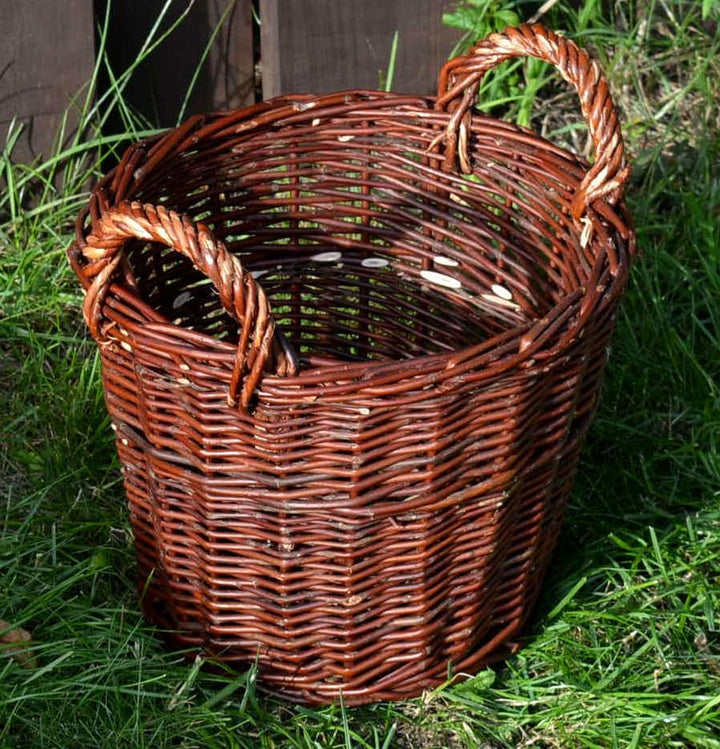 7 Grössen WIKLER Gartenkorb Kartoffelkorb Kaminkorb Holzkorb Weide Kiepe Erntkorb Füllkorb (Ø25cm),