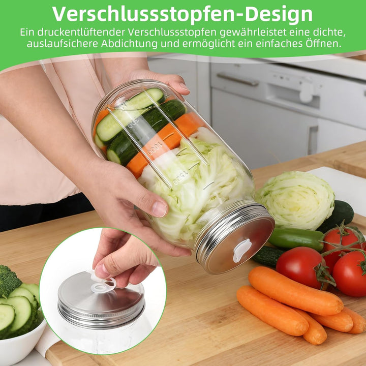 AULEEP 2L Fermentierglas mit Gewicht & Gärventil, 2er Fermentationsglas mit Fermentiergewichte, Ferm