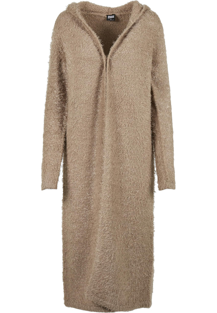 Urban Classics Damen Strickjacke Ladies Hooded Feather Cardigan, knielange Jacke für Frauen in 5 Far