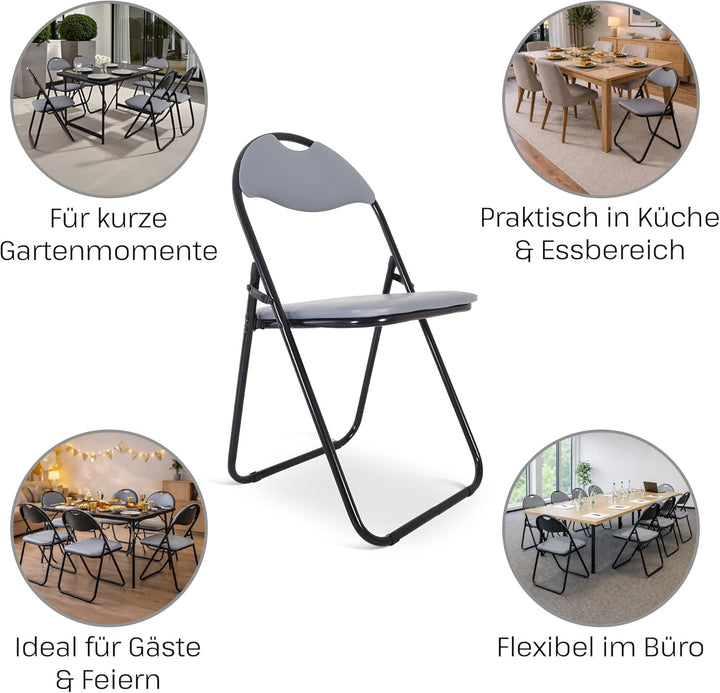 MACOShopde by MACO Möbel Raburg Gästestuhl 6er Set Paul - in GRAU, stabiles Faltstuhl + Klappstuhl-S