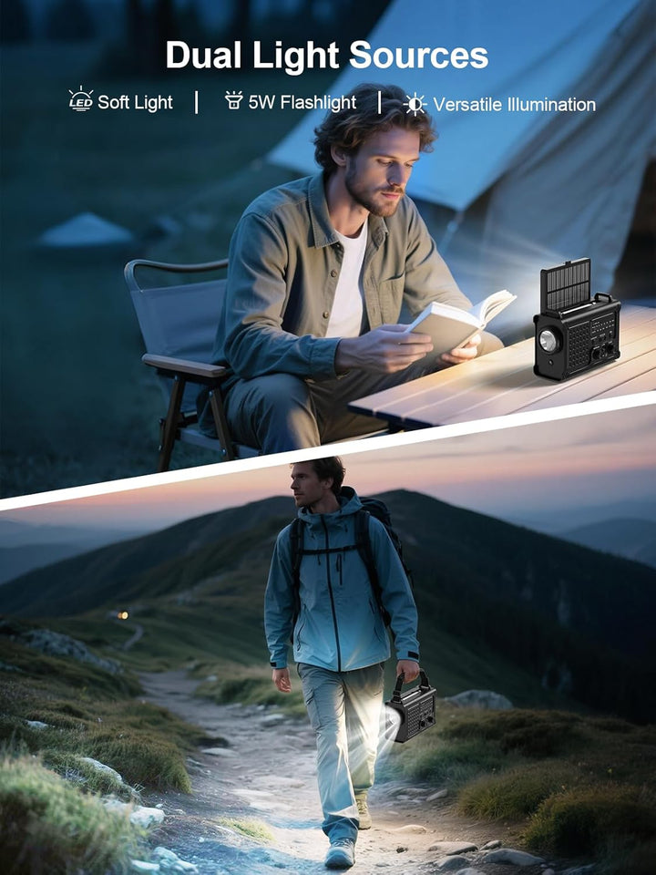 ROCAM 12000mAh Notfallradio, Kurbelradio mit 8500mm² Solarpanel & 650mA Kurbel, Tragbares Solar Radi