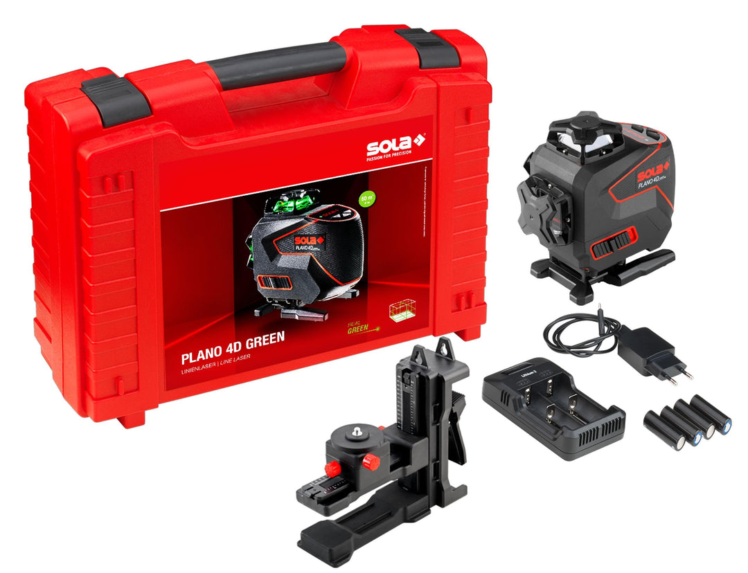 SOLA PLANO 4D GREEN Kreuzlinienlaser, 4 x 360° Linienlaser - Laser Messgerät mit Real Green Technolo