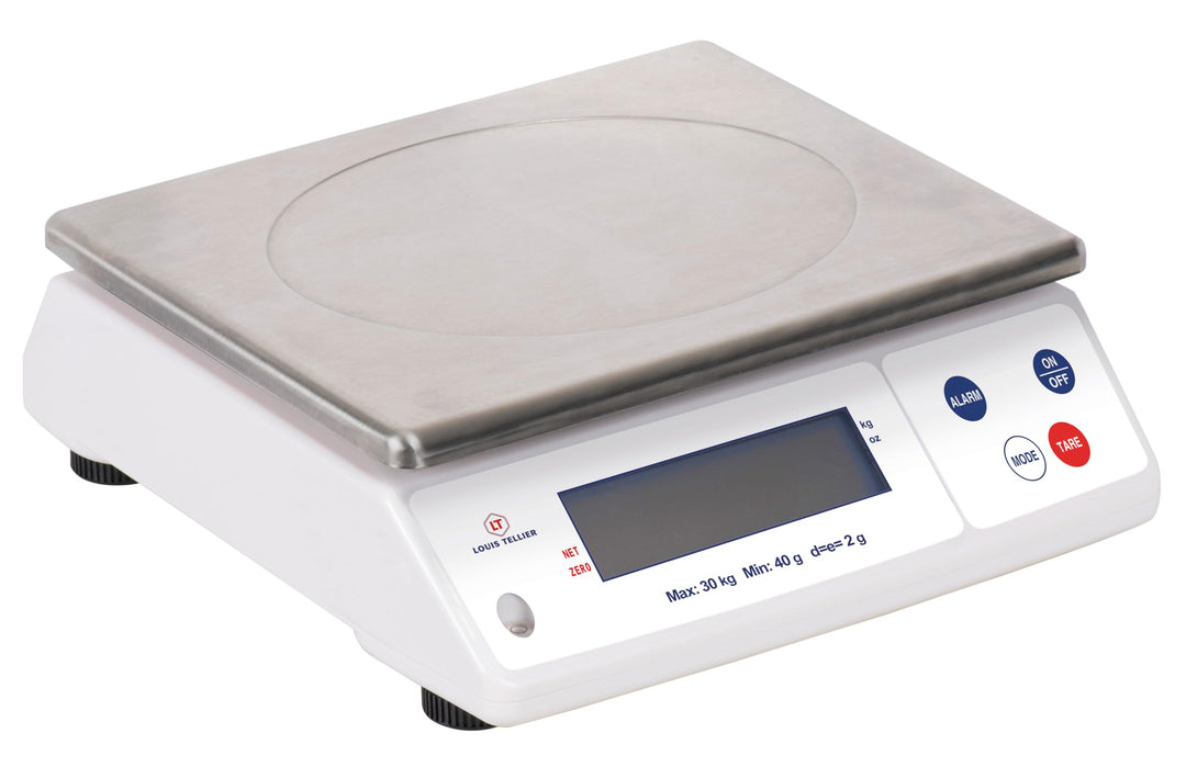 LOUIS TELLIER | Professionelle Elektronische Waage | 30 kg | IP53 | Genauigkeit 2 g | Abnehmbare Waa
